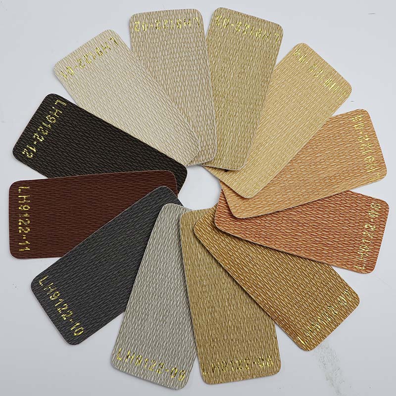 Matériau de décoration de tapisserie d'ameublement en cuir PVC à motif de tapis de paille