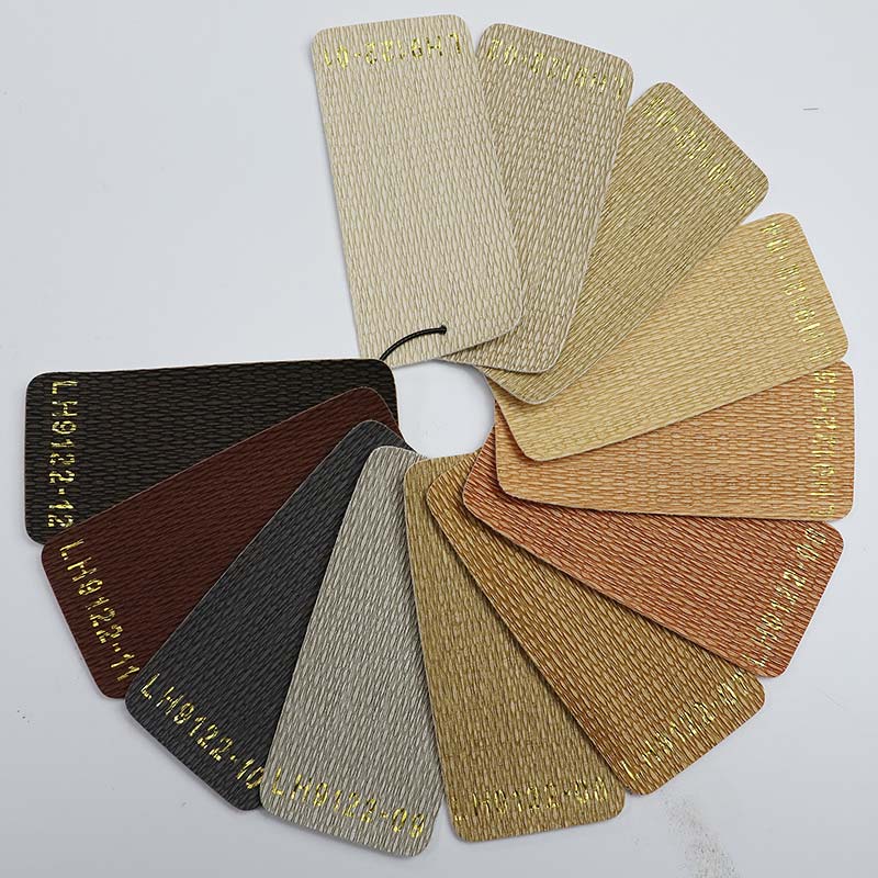 Matériau de décoration de tapisserie d'ameublement en cuir PVC à motif de tapis de paille
