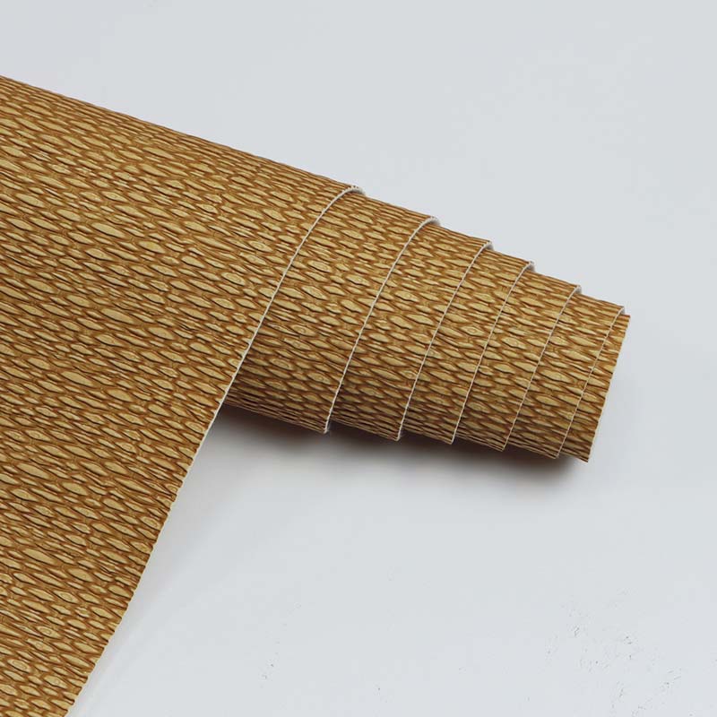 Matériau de décoration de tapisserie d'ameublement en cuir PVC à motif de tapis de paille