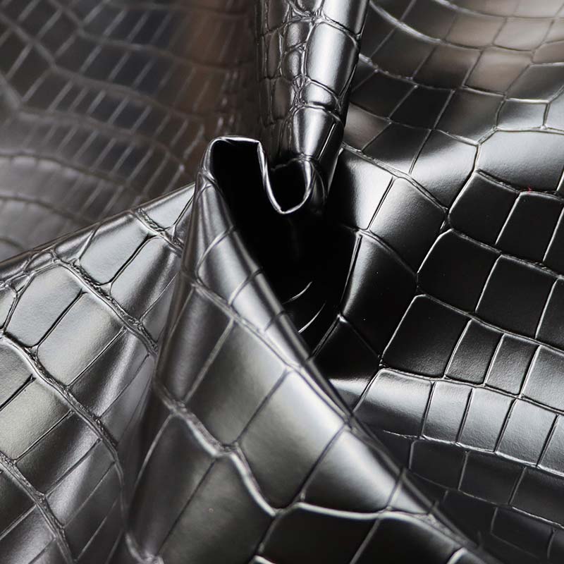 Tissu de décoration d'intérieur en cuir PVC artificiel à grain de crocodile